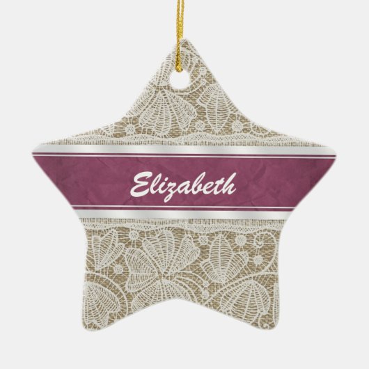 カワイトトレンディーガーリーヴィンテージモノグラムホワイトレース セラミックオーナメント (正面)