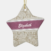 カワイトトレンディーガーリーヴィンテージモノグラムホワイトレース セラミックオーナメント (左)