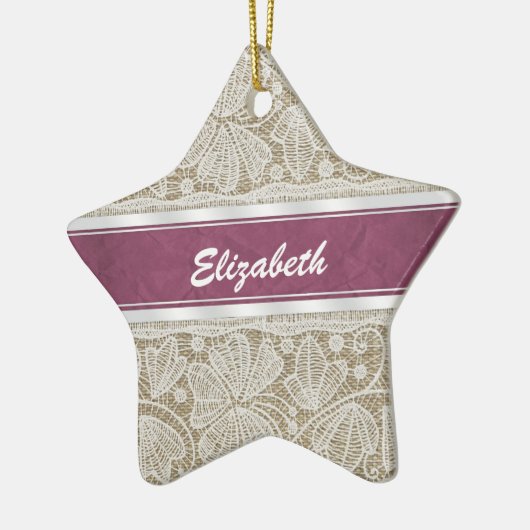 カワイトトレンディーガーリーヴィンテージモノグラムホワイトレース セラミックオーナメント (左)