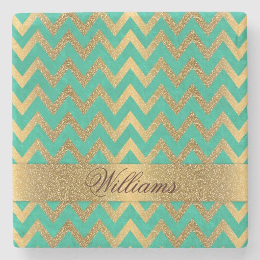 カワイトトレンディーシフェイクグザグ金ゴールドグリッター ストーンコースター (正面)