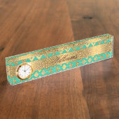 カワイトトレンディーシフェイクグザグ金ゴールドグリッター デスクネームプレート (側面)