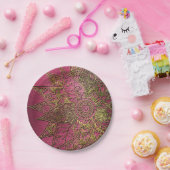 カワイトトレンディーフラワーヘナ手描きデザイン ペーパープレート (パーティー)