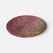 カワイトトレンディーフラワーヘナ手描きデザイン ペーパープレート (アングル)