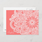 カワイトトレンディーフラワーヘナ手描きデザイン ポストカード (正面/裏面)