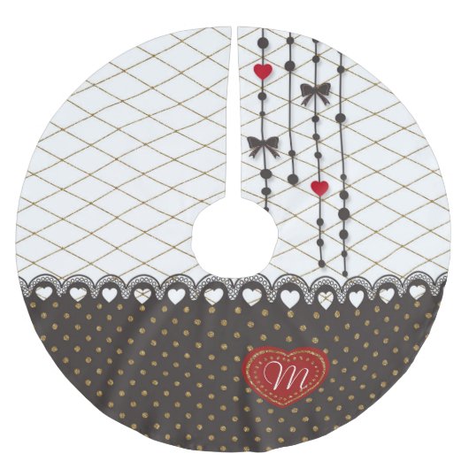 カワイトトレンディーレフェイクース金ゴールドグリッター線パターン ブラッシュドポリエステルツリースカート (正面)