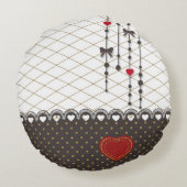 カワイトトレンディーレフェイクース金ゴールドグリッター線パターン ラウンドクッション (裏面)