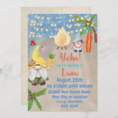 カワイトトロピカル格言オンザビーチルアウ（ハワイ式宴会）パーティー 招待状 (正面/裏面)