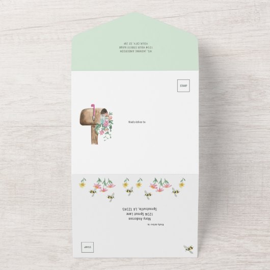 カワイトハッピーキツネサプライズ誕生日パーティー オールインワン招待状 (外側)