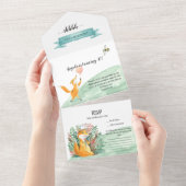 カワイトハッピーキツネサプライズ誕生日パーティー オールインワン招待状 (貼ってはがせる)