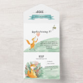 カワイトハッピーキツネサプライズ誕生日パーティー オールインワン招待状 (内側)