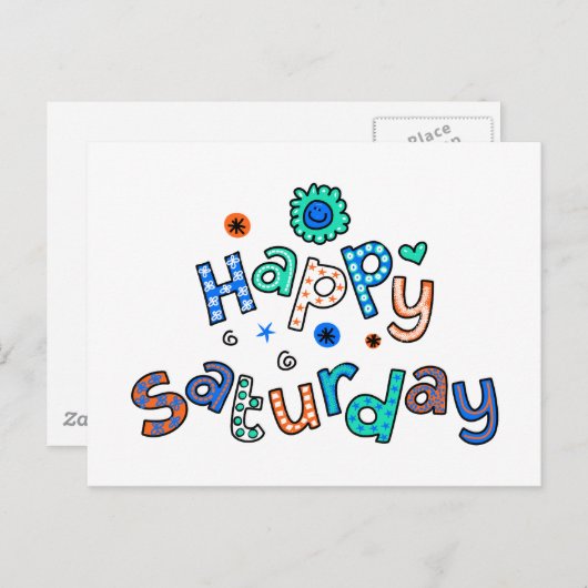 カワイトハッピーサタデーウィーク挨拶文字 ポストカード (正面/裏面)