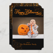 カワイトハッピーハローウィン《写真》ぼけ味蜘蛛の巣フォトカード サンキューカード (正面/裏面)