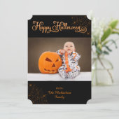 カワイトハッピーハローウィン《写真》ぼけ味蜘蛛の巣フォトカード サンキューカード (スタンド正面)