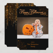 カワイトハッピーハローウィン《写真》ぼけ味蜘蛛の巣フォトカード サンキューカード (正面/裏面)