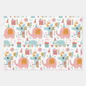 カワイトハッピーバースデーアニマルズコアラライオンスロス ラッピングペーパーシート (正面)