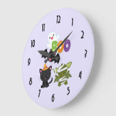 カワイトハロウィンキャットこうもりミイマ&幽霊 ラージ壁時計 (傾斜)
