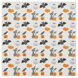 カワイトハロウィーンキャラクターこうもり,猫,カボチャ,幽霊 ファブリック