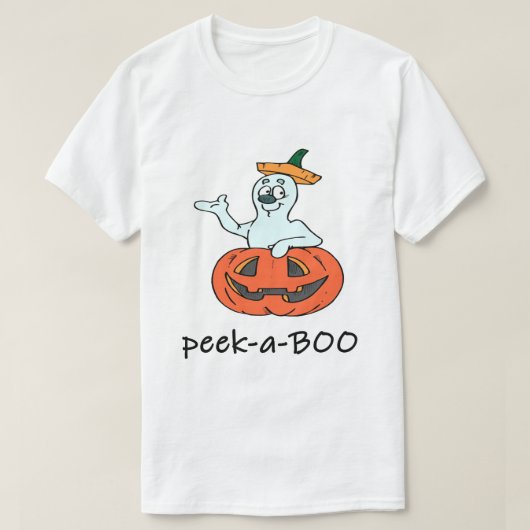 カワイトハロウィーン幽霊ハロウィーンのカボチャのちょうちんピークアブー Tシャツ (デザイン正面)