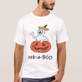 カワイトハロウィーン幽霊ハロウィーンのカボチャのちょうちんピークアブー Tシャツ (正面)