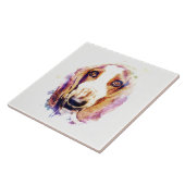 カワイトバスセットハウンドドッグヘッド顔子犬 タイル (側面)