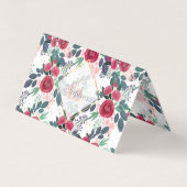 カワイトバラピンクペニーズ水彩絵を描金ゴールドドット 名刺 (正面)