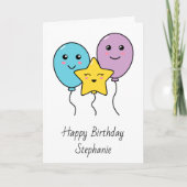 カワイトバルーンパーソナライズされたハッピーバースデーカード カード (正面)