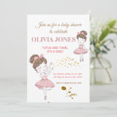 カワイトバレリーナピンクトゥススパルクルス赤面グリッター 招待状 (スタンド正面)