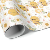カワイトバンブル蜂とヒマワリー包装紙 ラッピングペーパー (ロールコーナー)