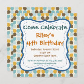 カワイトバースデーパーティの招待状テンプレートボーイガール 招待状 (正面/裏面)