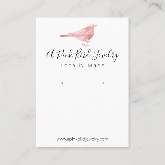 カワイトバードピンクホワイトイヤリングジュエリー 名刺 (正面)