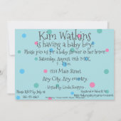 カワイトパステルシューズ男の赤ちゃんシャワー招待 招待状 (裏面)