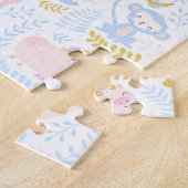 カワイトパステル動物園動モノグラムの物少女ピンク ジグソーパズル (側面)