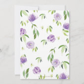 カワイトパンダパープルフローラグリーンリーベビーシャワーガール 招待状 (裏面)