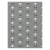 カワイトパンダベアバンブーパターングレー テーブルクロス (正面)