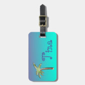 カワイトパームツリーブルー&パープグラデーションル ラゲッジタグ (正面縦)