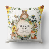 カワイトヒマワリウッドランドアニマルズガール子供部屋デコー クッション (正面)