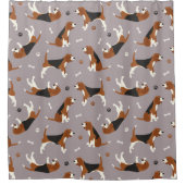 カワイトビーグルズの前足とボーンズグレー シャワーカーテン (正面)