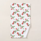 カワイトピンクさくらんぼの花絵を描々 バスタオルセット (ハンドタオル)