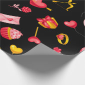 カワイトピンクのバレンタインパターン ラッピングペーパー (角)