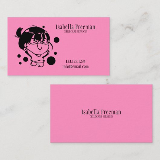 カワイトピンクの子どもたガーリーち 名刺 (正面/裏面)