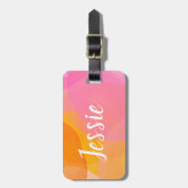 カワイトピンクの水色のカスタム(スクリプト)モノグラム名 ラゲッジタグ (正面縦)