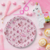 カワイトピンクアクソロトルパターンかわいい動物 ペーパープレート (パーティー)