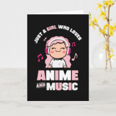 カワイトピンクアニメガール アニメ&音楽好き| カード (黄色い花)