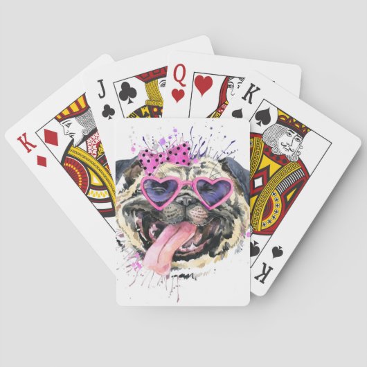 カワイトピンクウォーターカラーパグ トランプ (裏面)