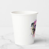 カワイトピンクウォーターカラーパグ 紙コップ (正面)