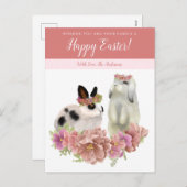 カワイトピンクハッピーイースター春バニーラビッツ シーズンポストカード (正面/裏面)