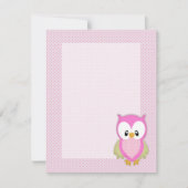 カワイトピンクフクロウ水玉模様ピンク柄のイメージプリント 招待状 (正面)