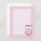カワイトピンクフクロウ水玉模様ピンク柄のイメージプリント 招待状 (正面/裏面)