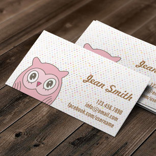 カワイトピンクフクロウ水玉模様名刺 名刺