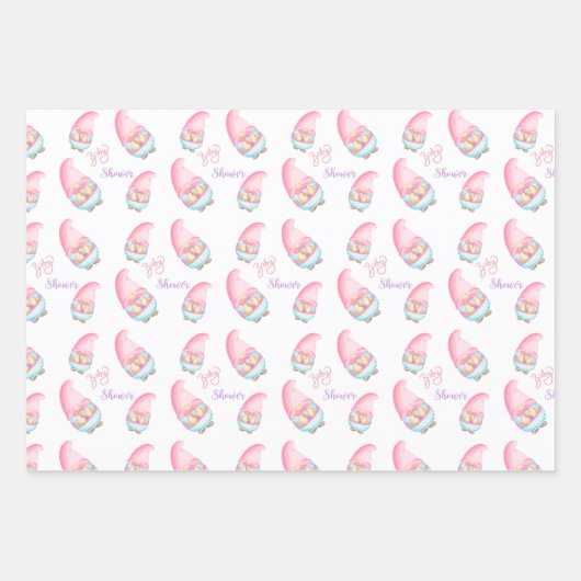 カワイトピンクベビーシャワー格言 ラッピングペーパーシート (正面3)